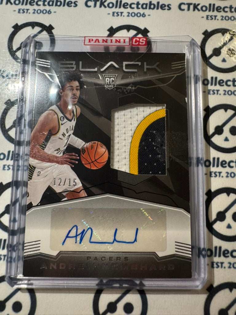 2022-23 NBA Black Andrew Nembhard RPA Auto RC #12/15 Jersey RJM-ANH Pacers