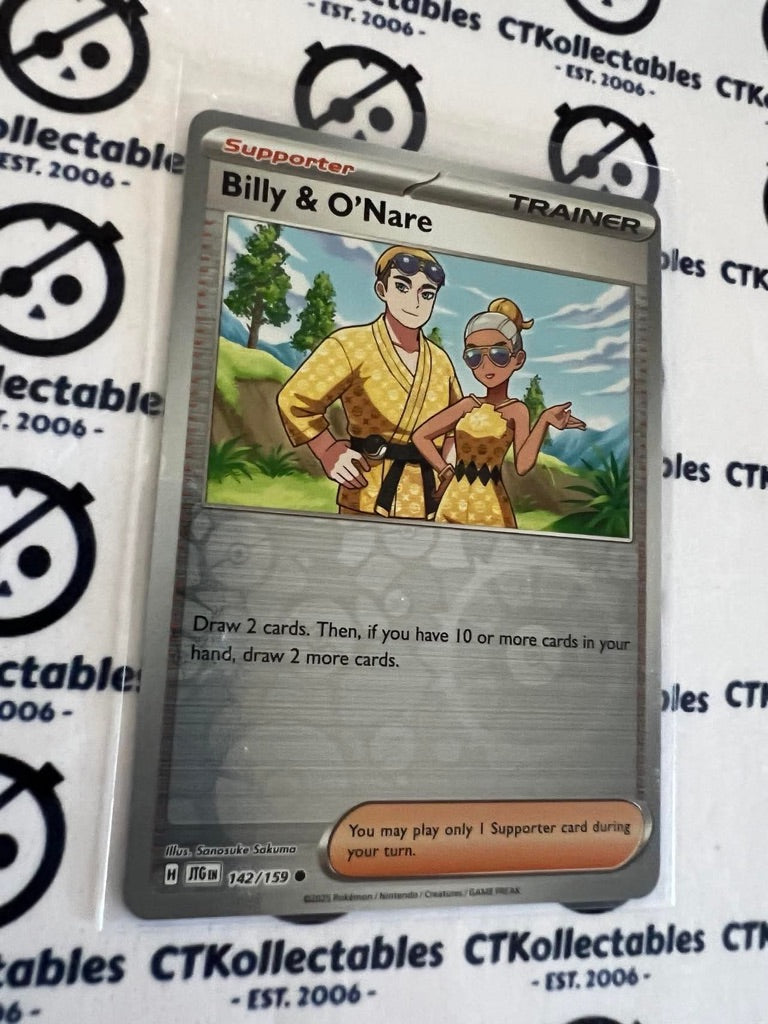 Billy & O'Nare Reverse Holo #142/159 Journey Together Pokemon Card TCG