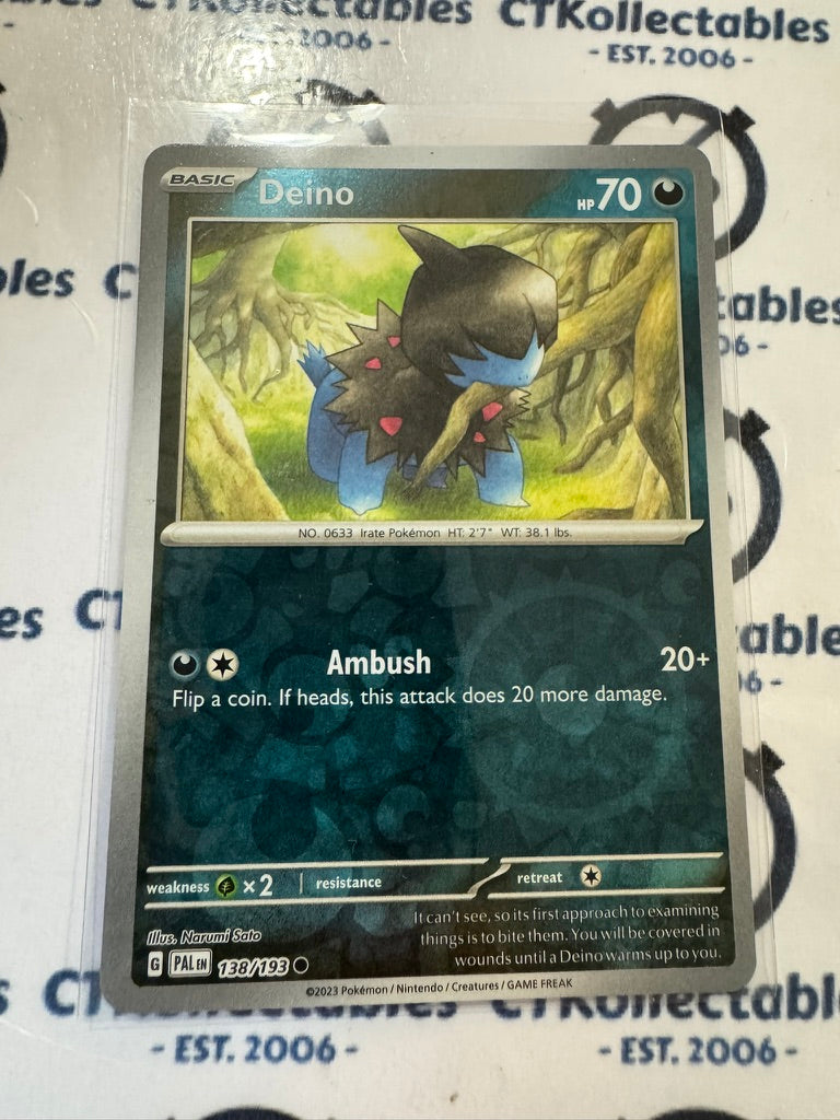 Deino Reverse Holo#138/193 Scarlet & Violet Paldea Evolved Pokemon Card