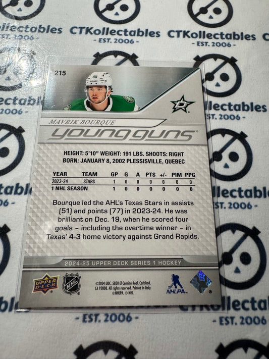 2024-25 Upper Deck Hockey Series 1 Young Guns Mavrik Bourque #215 Stars