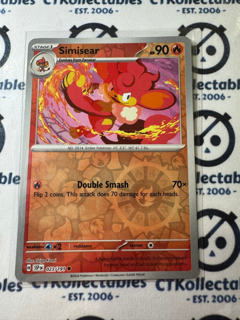 Simisear Reverse Holo #023/191 Surging Sparks Pokémon TCG 2024