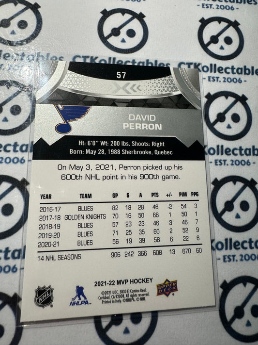 2021-22 UPPER DECK MVP David Perron Silver Script #57 St Louis Blues