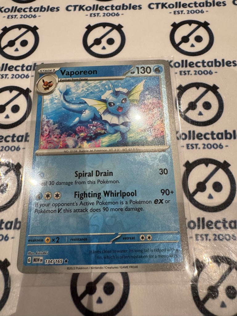 Vaporeon Reverse Holo #134/165 Scarlet & Violet 151 Pokemon Card