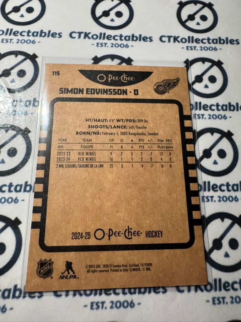 2024-25 O-Pee-Chee Hockey RETRO #1115 Simon Edvinsson Detroit Red Wings