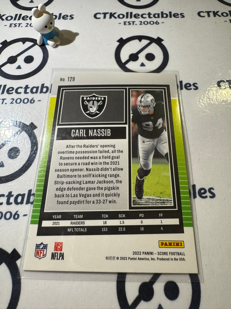2022 PANINI NFL SCORE CARL NASSIB GREEN ELECTRIC #98/99 RAIDERS