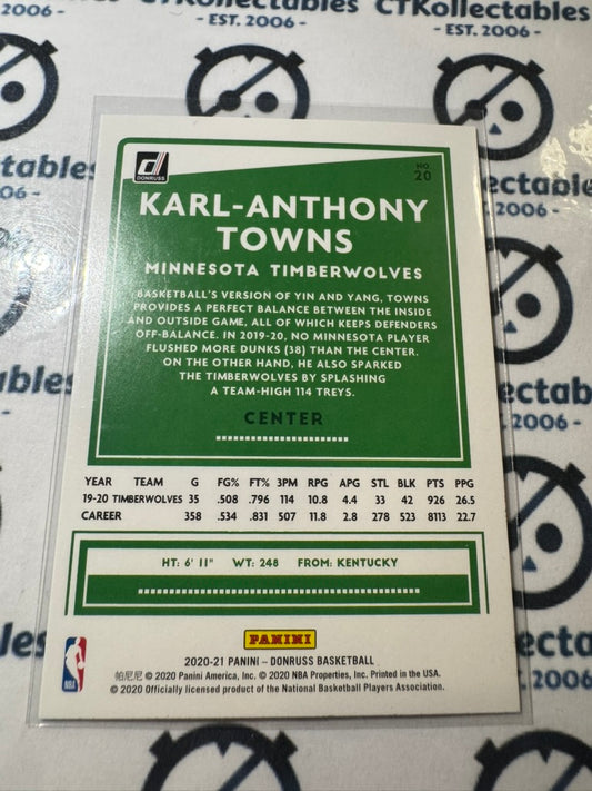 2020-21 NBA Panini Donruss Karl-Anthony Towns Orange Laser #20 Timberwolves