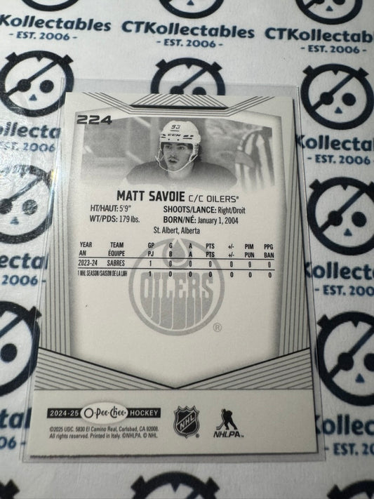 2024-25 O-Pee-Chee Hockey Rookie Card #224 Matt Savoie Buffalo Sabres