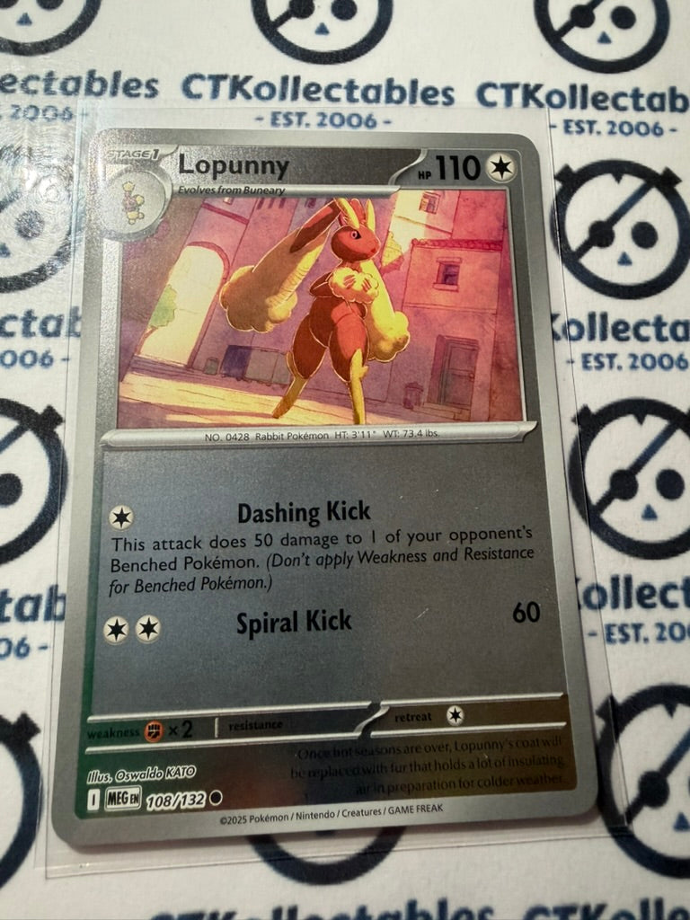 Lopunny Reverse Holo Mega Evolution #108/132 Pokemon