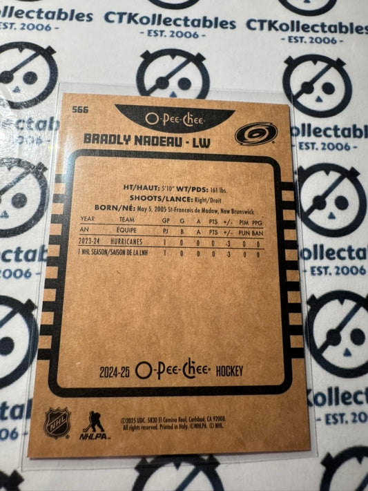 2024-25 O-Pee-Chee Hockey RETRO #566 Bradly Nadeau Carolina Hurricanes