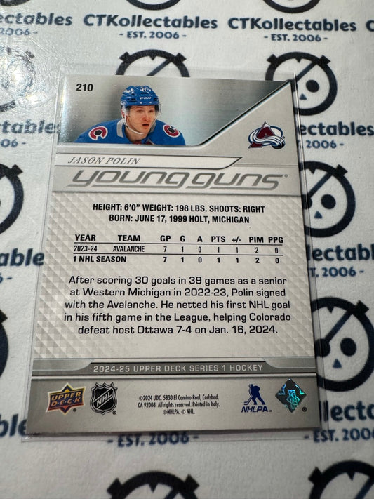 2024-25 Upper Deck Hockey Series 1 Young Guns Jason Polin #210 Avalanche