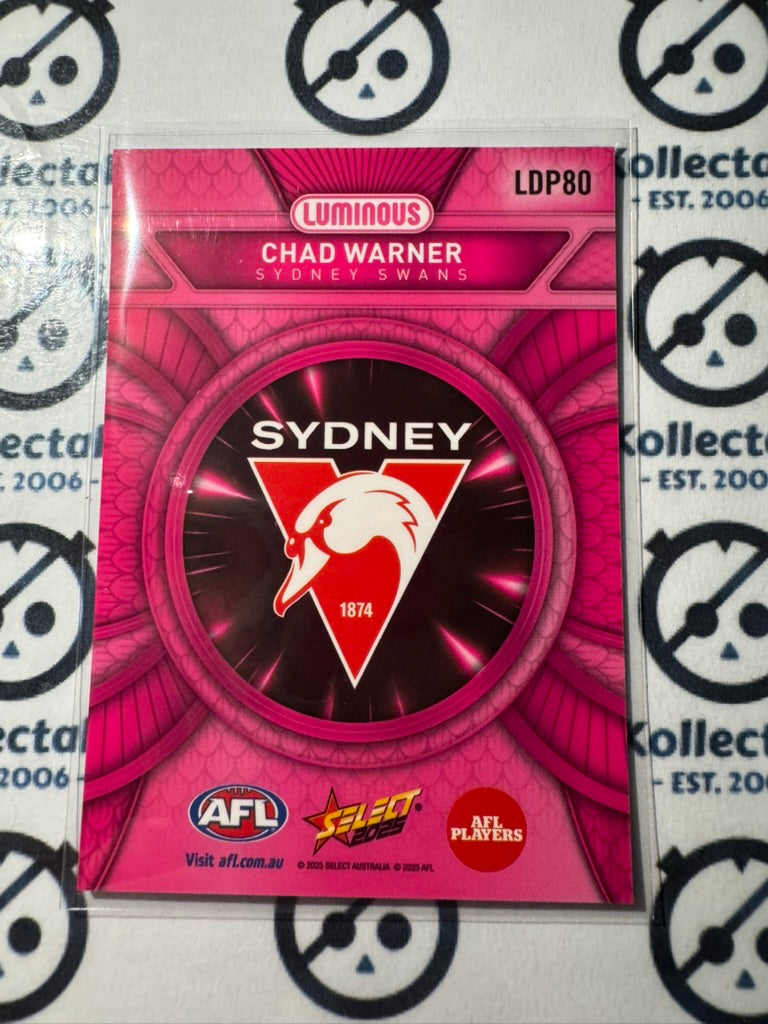 2025 AFL Footy Stars Luminous Chad Warner #LDP80 Dragon Scales PINK Swans