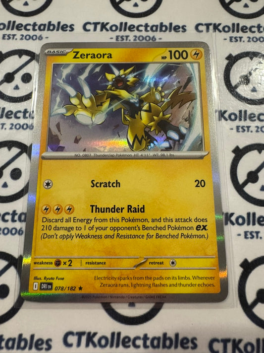 Zeraora Holo Rare #078/182 Scarlet & Violet Destined Rivals Pokemon Card
