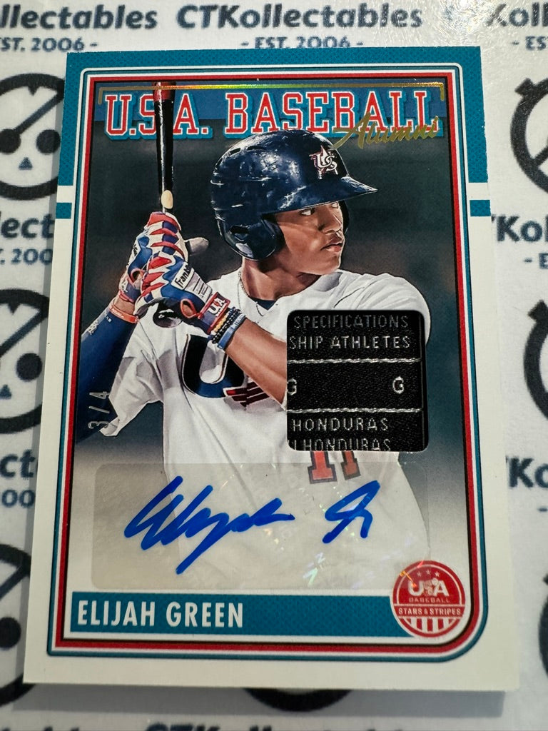 2024 Panini USA Stars & Stripes Elijah Green #3/4 Alumni Tag Patch Auto