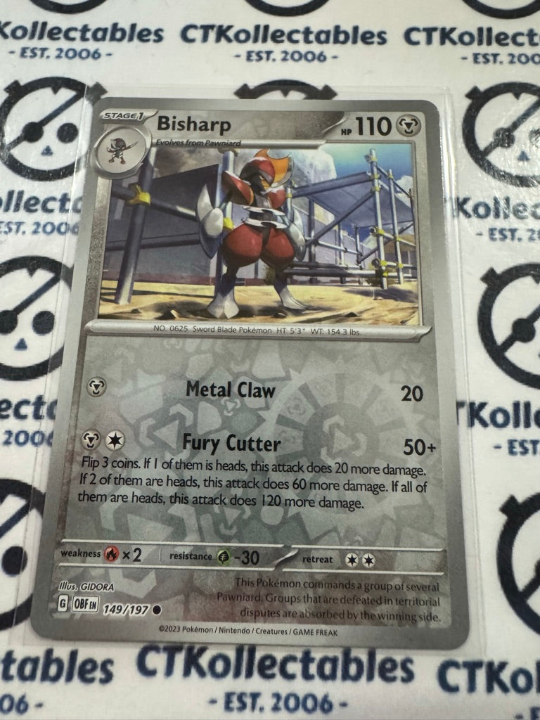 Bisharp Reverse Holo #149/197 2023 Obsidian Flames Pokemon Card