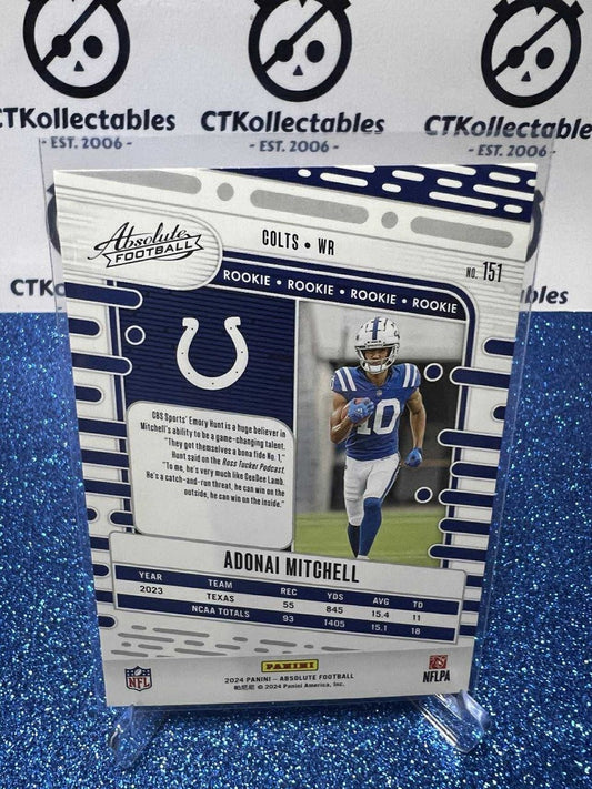 2024 NFL Panini Absolute Rookie RC #151 Adonai Mitchell Indianapolis Colts