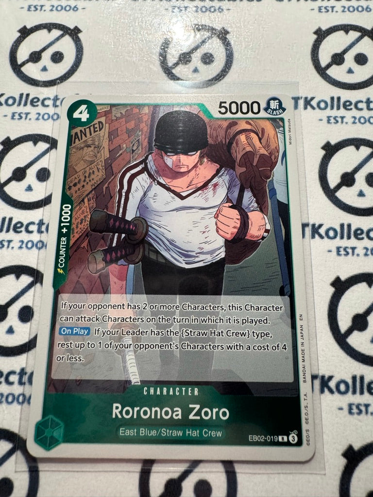 One Piece TCG Roronoa Zoro Foil EB02-019 R Anime 25th Collection