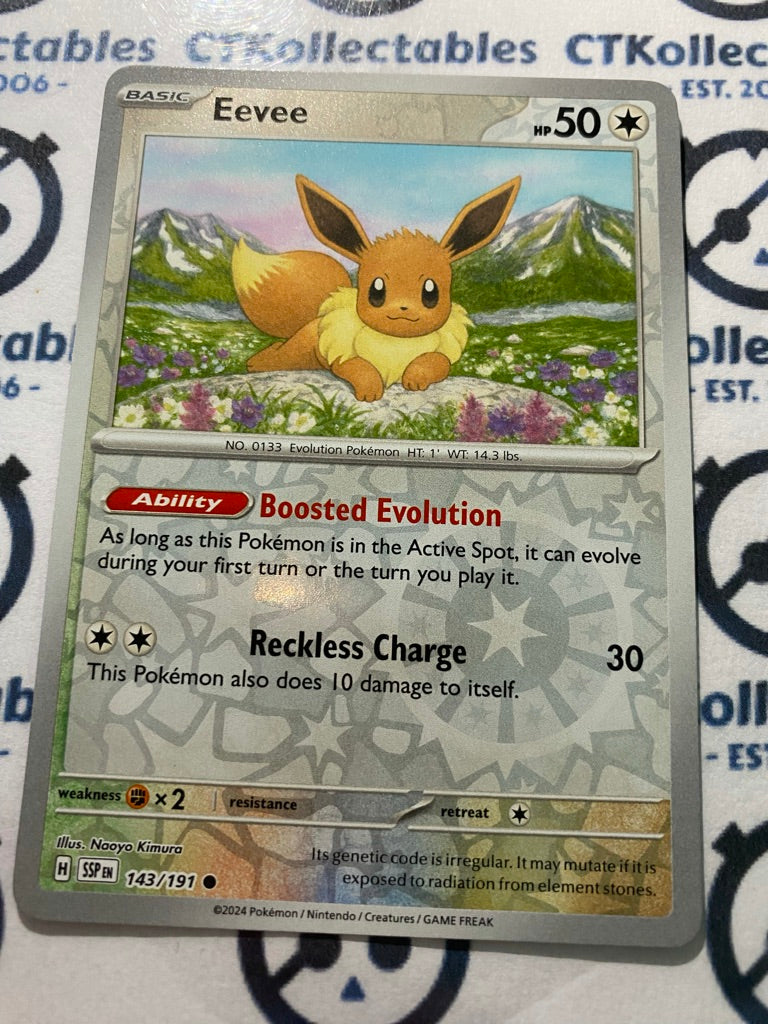 Eevee Reverse Holo #143/191 Surging Sparks Pokémon TCG 2024