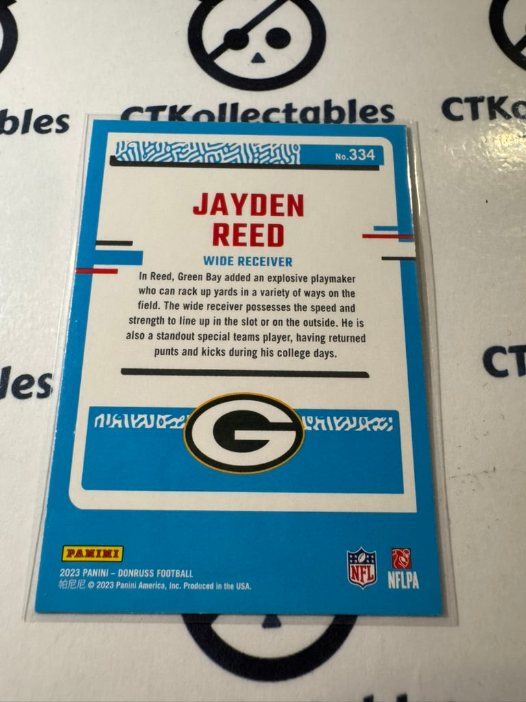 2023 NFL Panini Donruss Rated Rookie #334 Jayden Reed Green Bay Packers