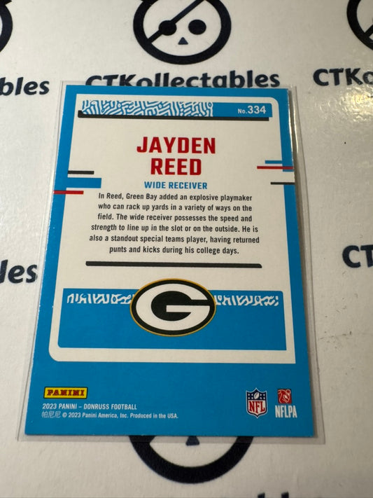 2023 NFL Panini Donruss Rated Rookie #334 Jayden Reed Green Bay Packers