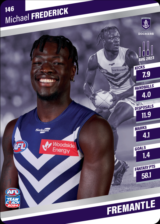 2024 AFL Teamcoach Silver Card #146 Michael Frederick Dockers