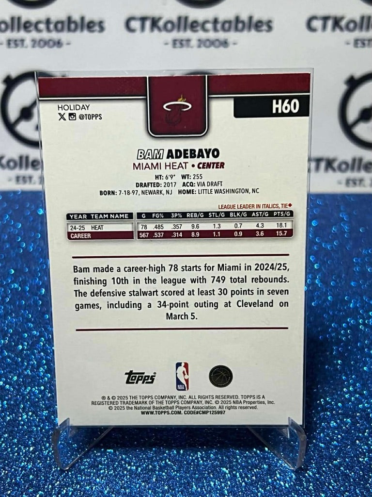 2025-26 Topps Holiday NBA Light Blue Glitter #H60 Bam Adebayo Miami Heat