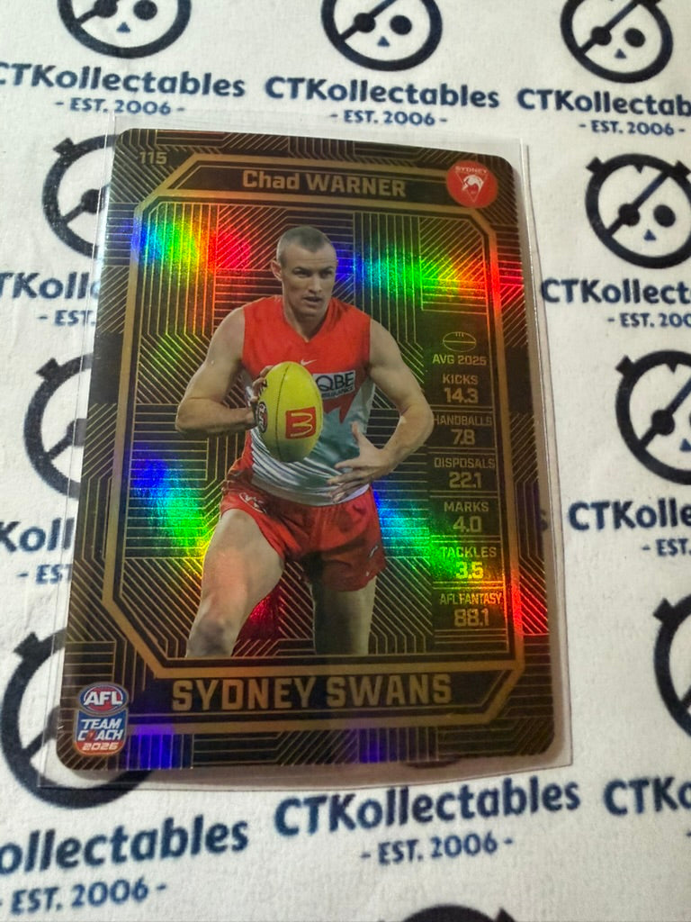 2026 Teamcoach AFL BRONZE Chad Warner #115 Swans