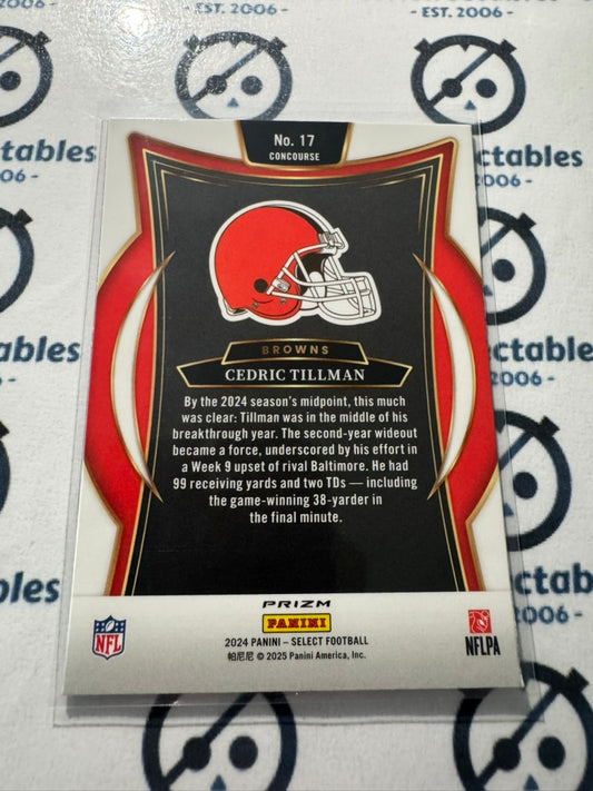 2024 NFL Select Cedric Tillman Concourse Red White Blue Shock Prizm #17 Browns