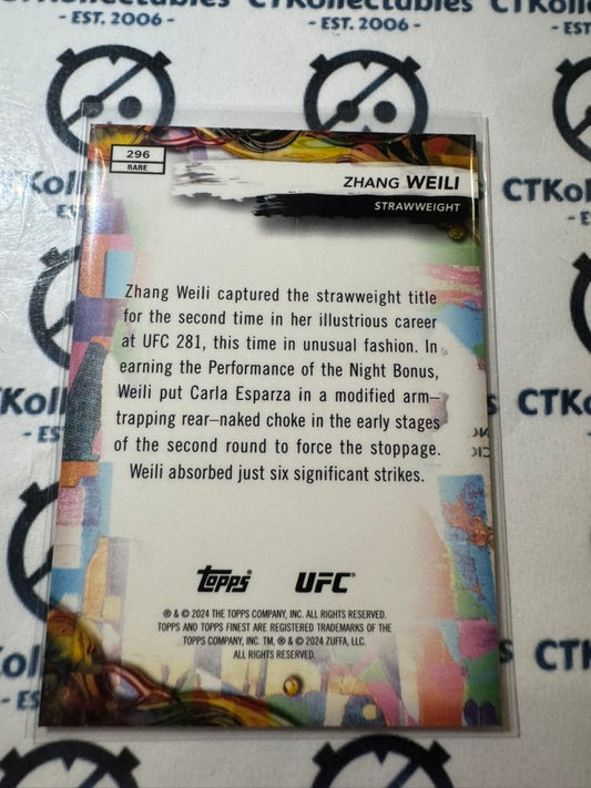 2024 UFC Topps Finest Zhang Weili Aqua Glitter Refractor #296 Strawweight Rare
