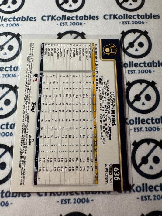 2025 Topps Series 2 Baseball Tobias Myers Future Stars Silver Rainbow Foil #636