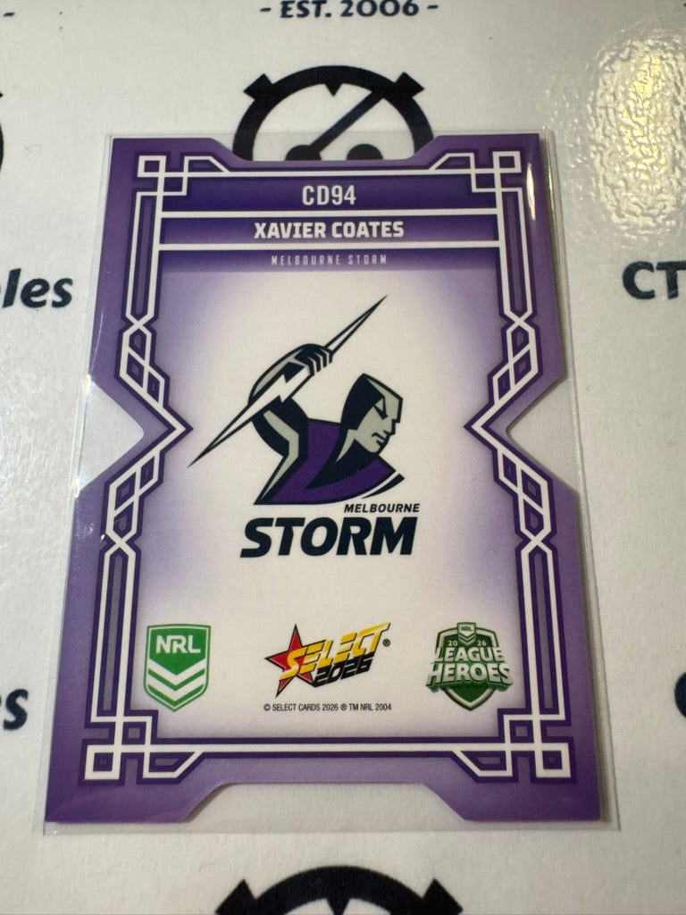 2026 Select NRL League Heroes Colours Diecut #CD94 Xavier Coates Storm