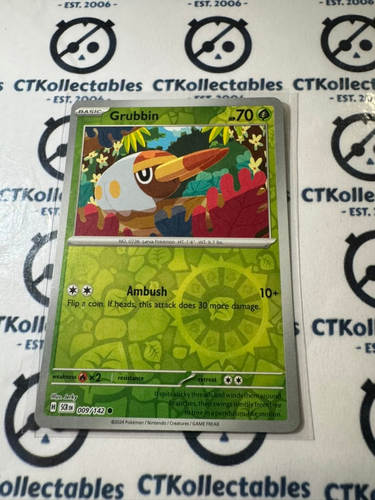 Grubbin Reverse Holo #009/142 Stellar Crown Scarlet & Violet Pokemon