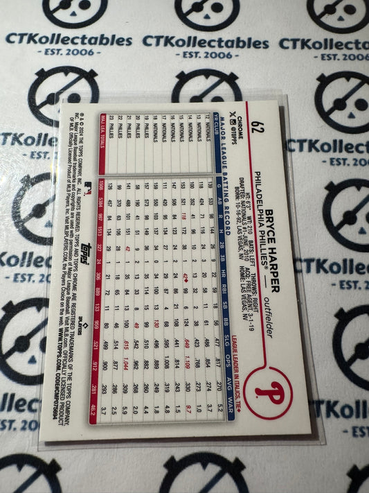 2024 Topps Chrome Baseball Bryce Harper X-Fractor #62 Phillies