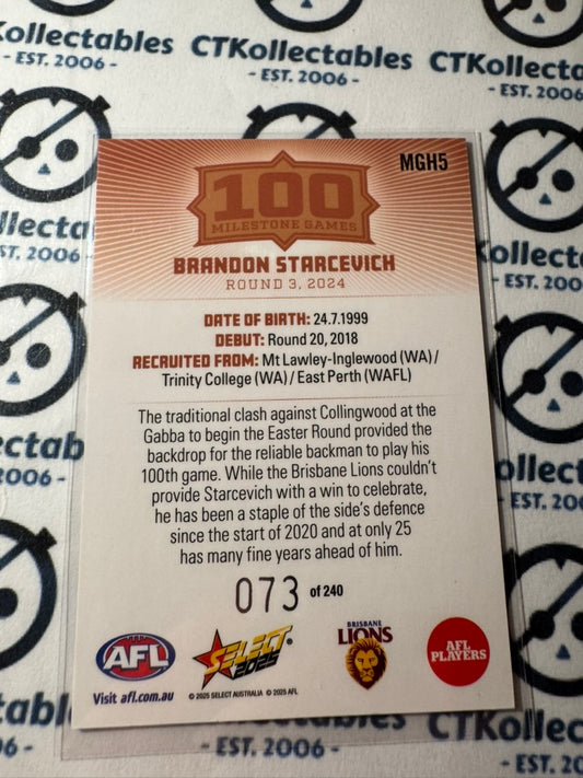 2025 AFL Footy Stars Milestone Hobby Brandon Starcevich #073/240 Lions