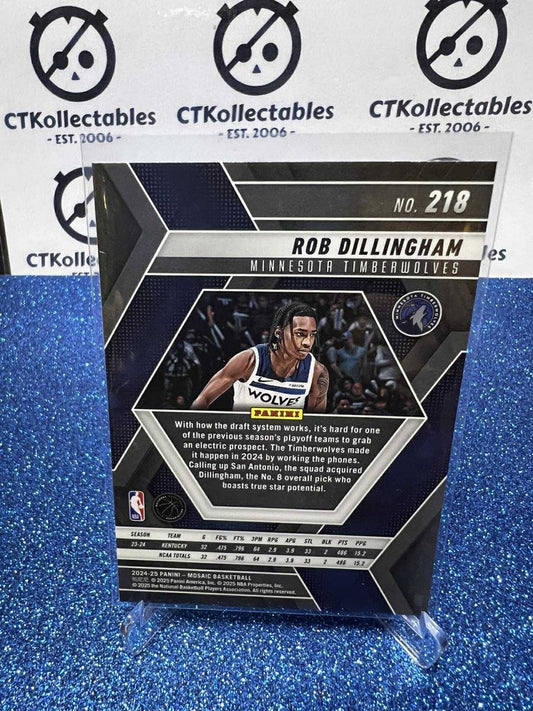 2024-25 Panini Mosaic Rookie Card #218 Rob Dillingham, Minnesota Timberwolves