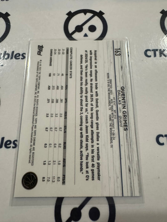 2024/25 Topps NBA Chrome Quentin Grimes Rookie Base #163 Dallas