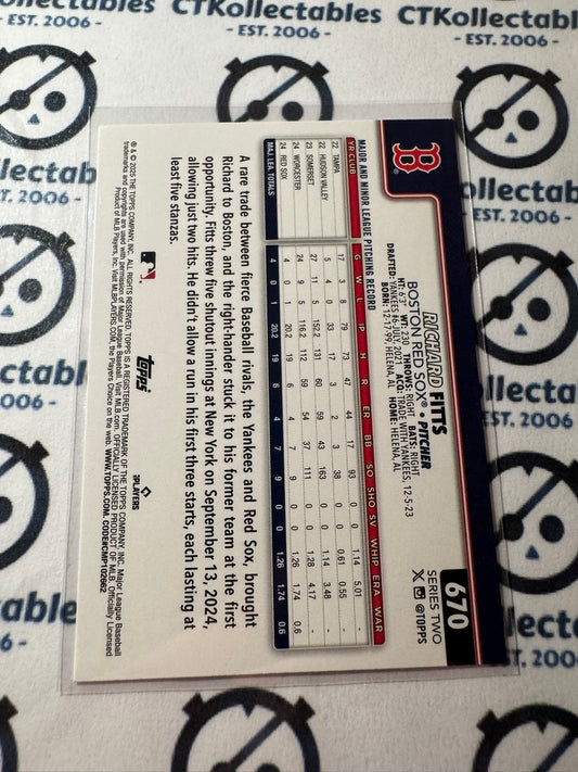 2025 Topps Series 2 Baseball Rookie Card #670 Richard Fitts Boston Red Sox RC