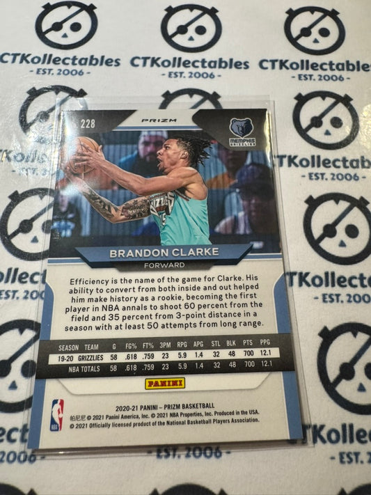 2020-21 NBA Panini Prizm Brandon Clarke Red White Blue Prizm #228 Memphis