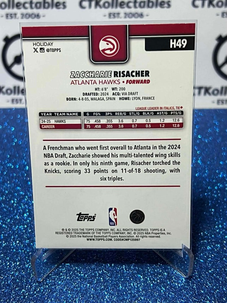 2025-26 Topps Holiday NBA #H49 Zaccharie Risacher Atlanta Hawks