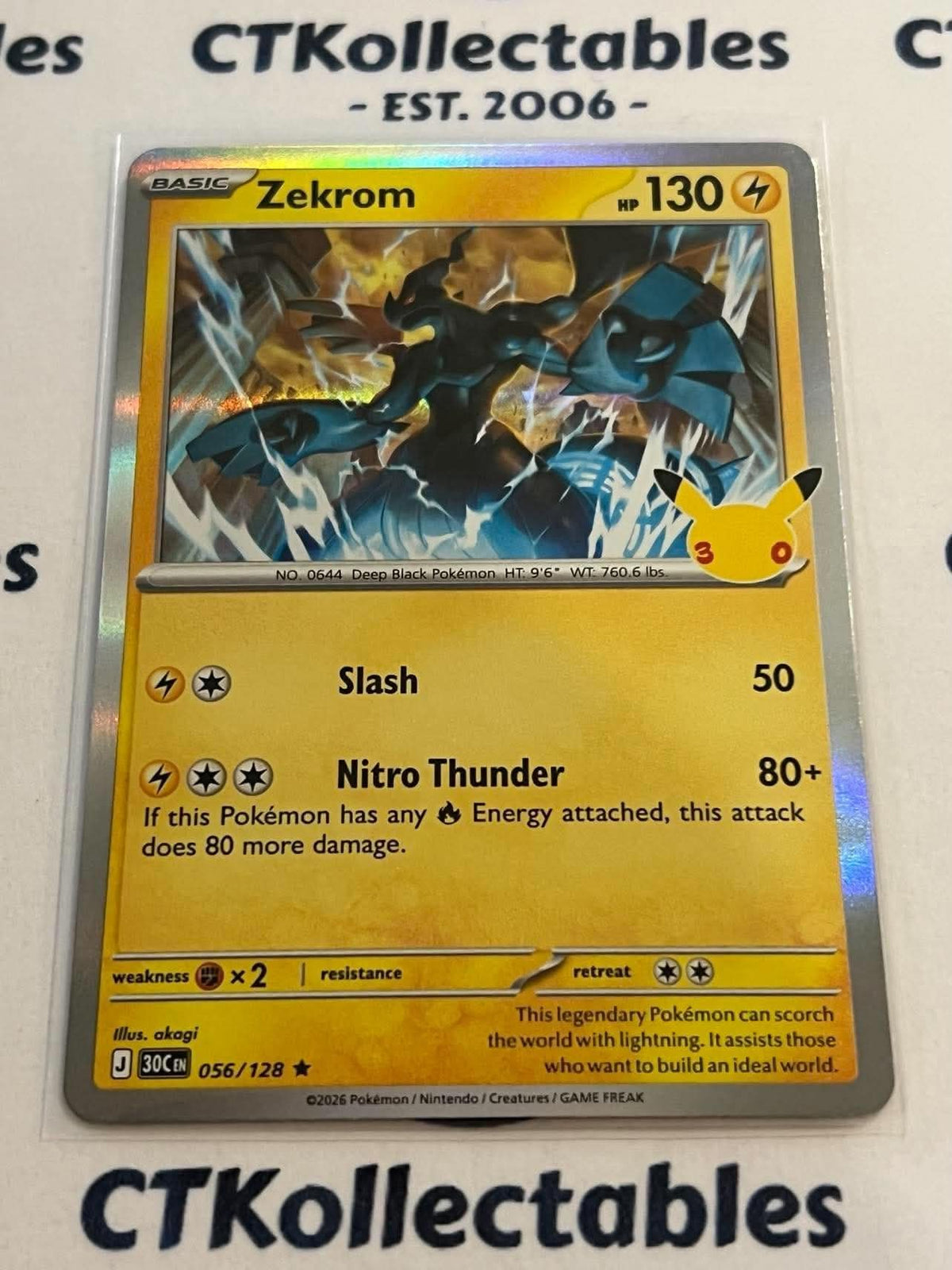 Zekrom 056/128 Holo Rare Foil ENG 30th Anniversary Celebration Pokemon TCG
