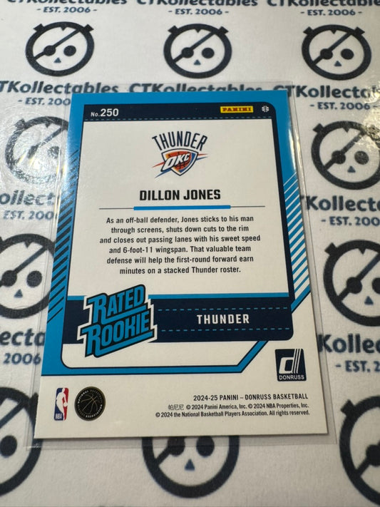 2024-25 NBA Panini Donruss Dillon Jones Rated rookie RC #250 OKC