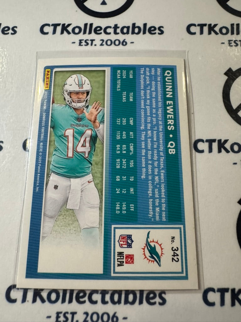 2025 NFL Panini Donruss Rated Rookie #342 Quinn Ewers Dolphins