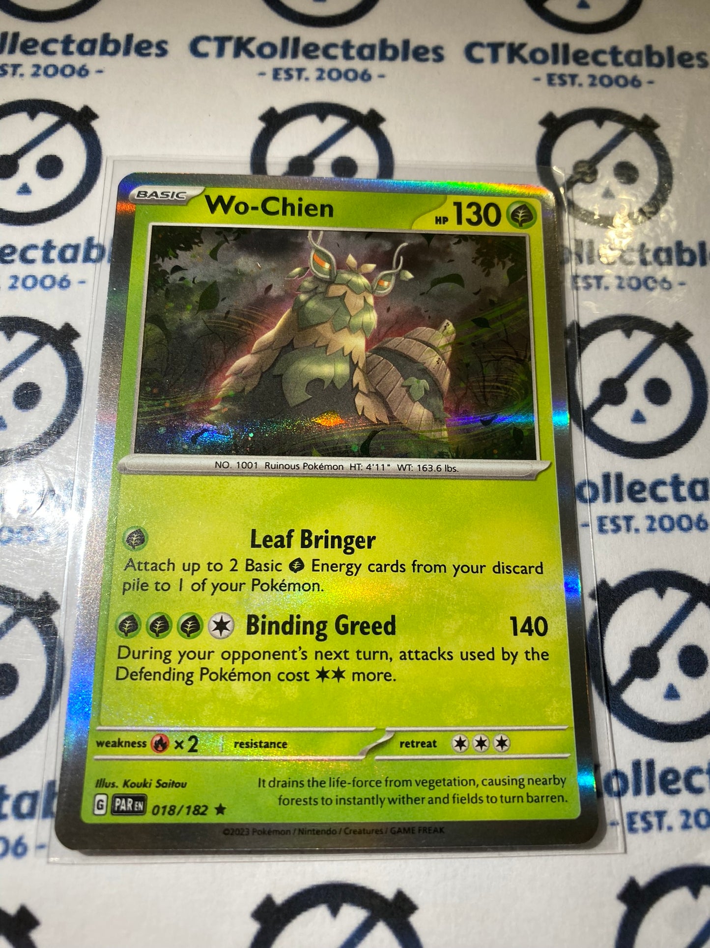 Wo-Chien Holo Rare #018/182 2023 Scarlet & Violet Paradox Rift Pokémon TCG