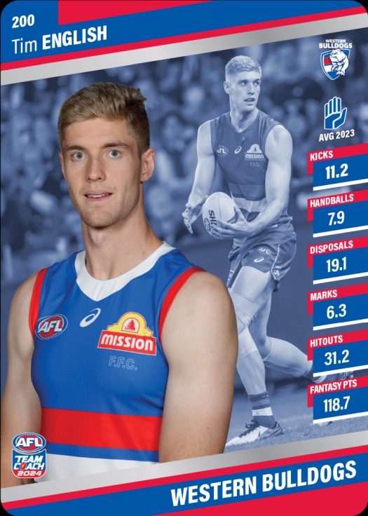 2024 AFL Teamcoach Silver Card #200 Tim English Bulldogs