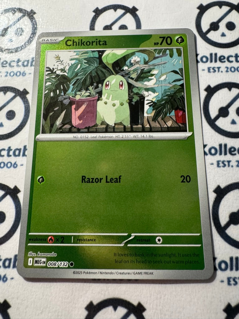 Chikorita Reverse Holo #008/132 Mega Evolution Pokemon