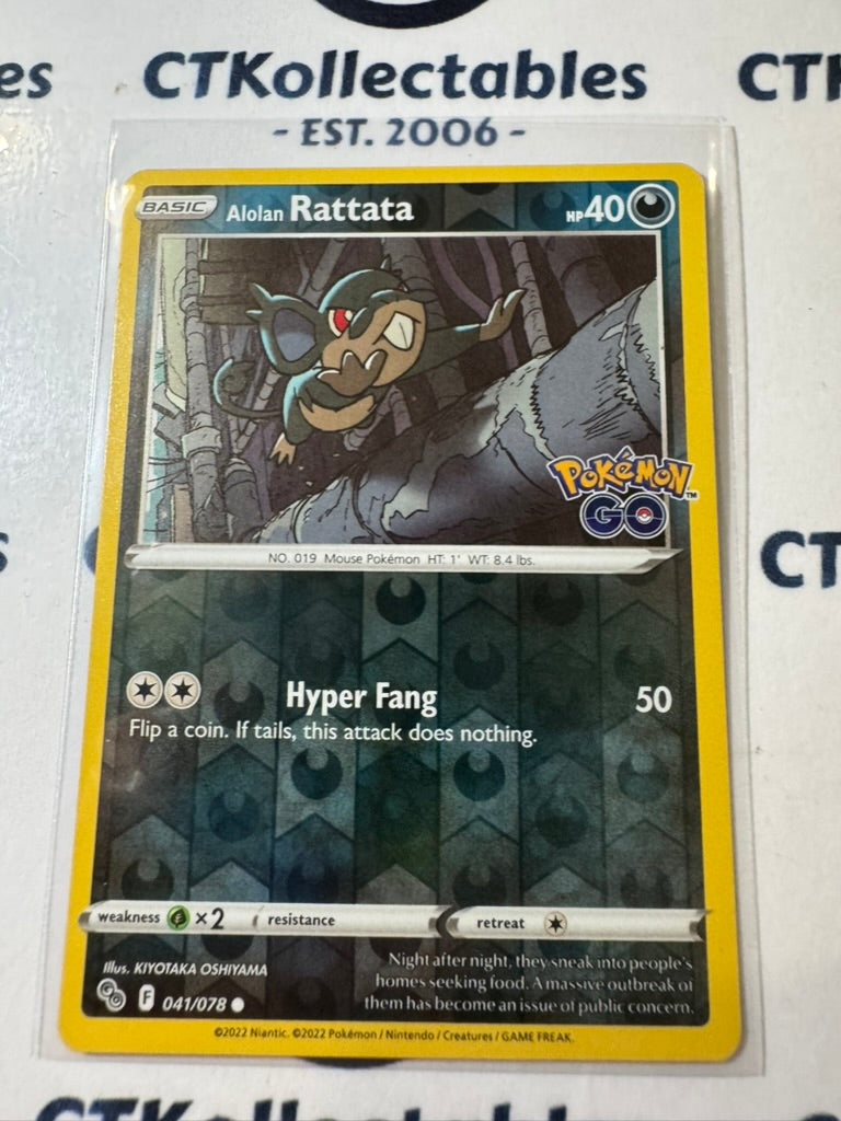 Alolan Rattata #041/078 Reverse Holo -Pokemon Go ! Pokemon Card