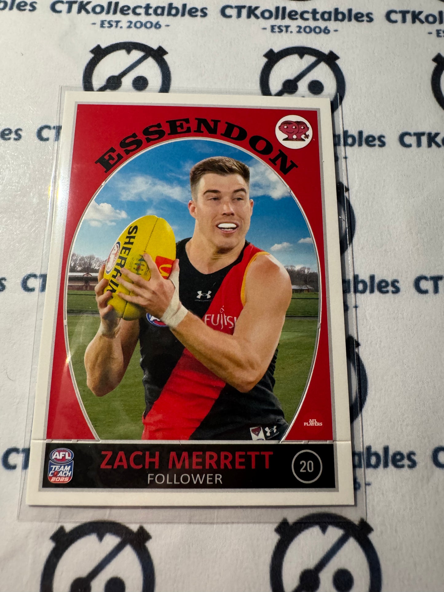 2025 AFL Teamcoach Zach Merrett Scanlens die cut #20 Bombers