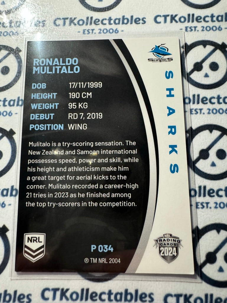 2024 NRL TLA Elite Pearl Silver - P034 Ronaldo Mulitalo Sharks