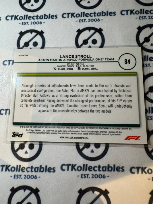2024 Topps Chrome F1 Lance Stroll Aston Martin Silver Refractor #84