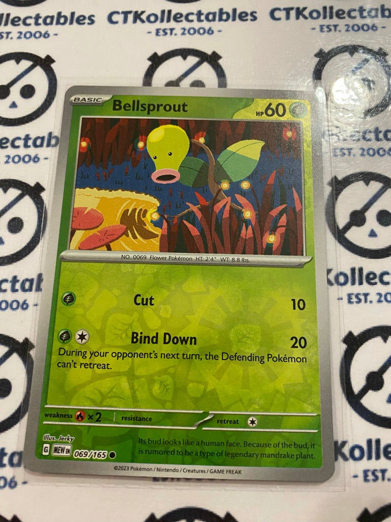 Bellsprout Reverse Holo #069/165 Scarlet & Violet 151 Pokemon Card CTKollectables Bellsprout Reverse Holo #069/165 Scarlet & Violet 151 Pokemon Card CTKollectables