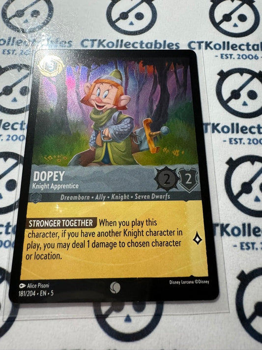 2024 Disney Lorcana Shimmering Skies COLD FOIL 181/204 Dopey - Knight Apprentice